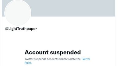 The Twitter account for The Light paper has been suspended. Pic: Twitter